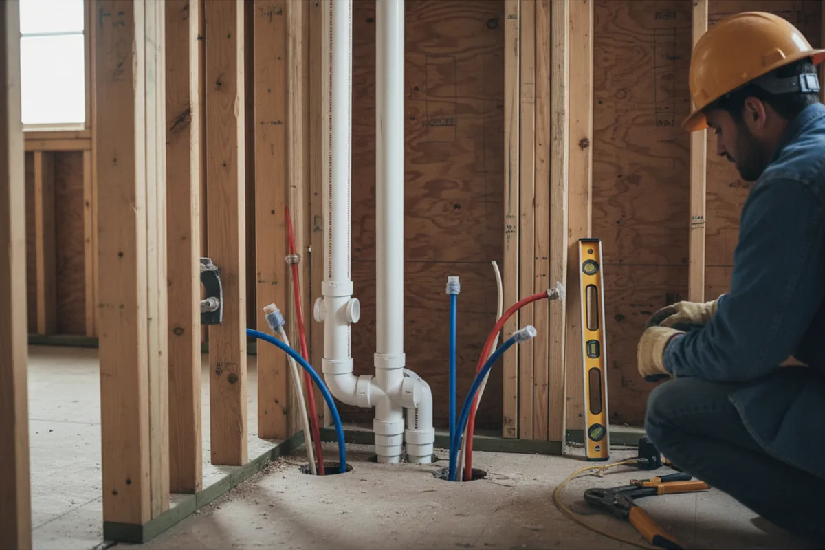 Drain and supply rough-in during Drain Cleaning in Hartford City
